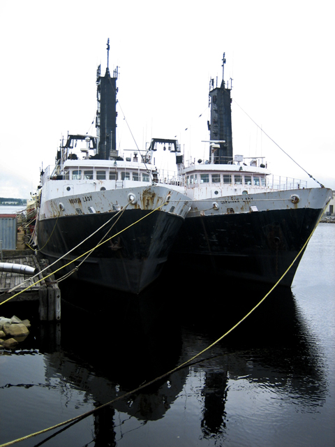 Trawlers idle at Liverpool, NS