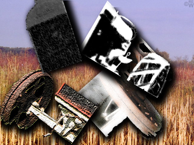 Disassembled tractor